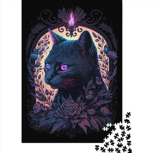 1000-teiliges Puzzle für Erwachsene, Schwarzlicht-Katzen-Puzzle für Erwachsene und Teenager, für anspruchsvolles Puzzlespiel und Familienspiel, 75 x 50 cm