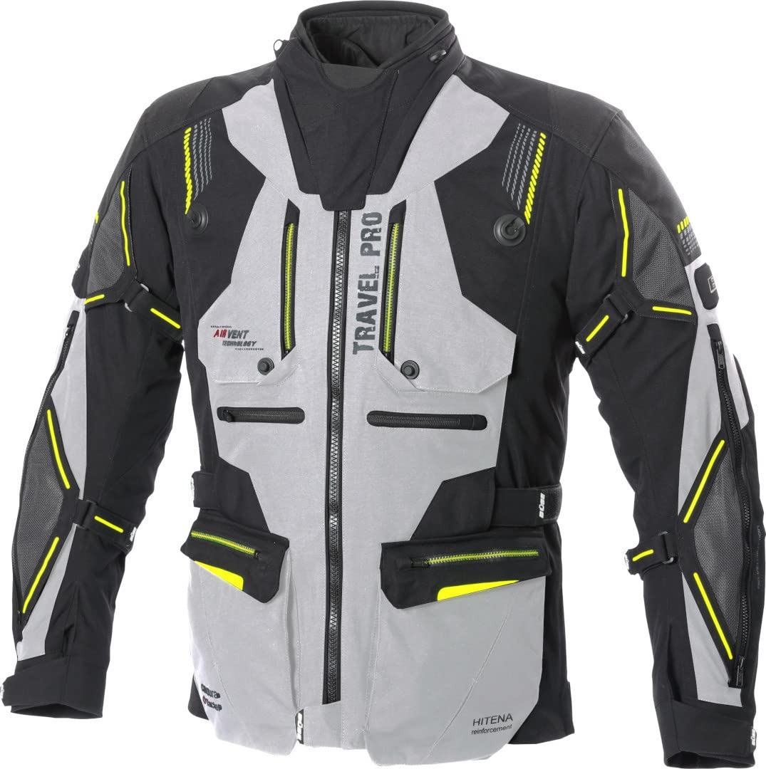 Büse Travel Pro Motorrad Textiljacke (Light Grey/Black,52)