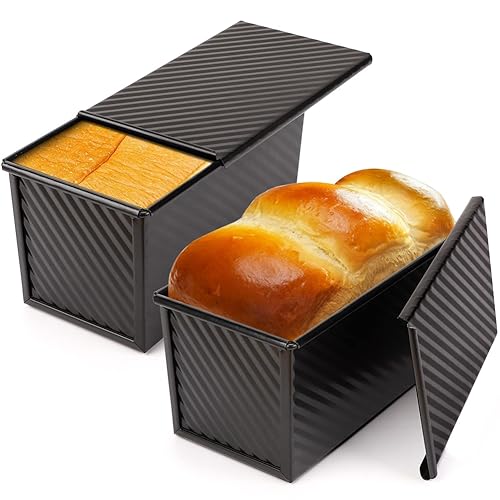 Yunnaty Kastenform 2er-Pack, Antihaftbeschichtete Brotform mit Deckel, Brot-Toastbox-Form Aus Kohlenstoffstahl mit Abdeckung für Backformen, Brot, Langlebig