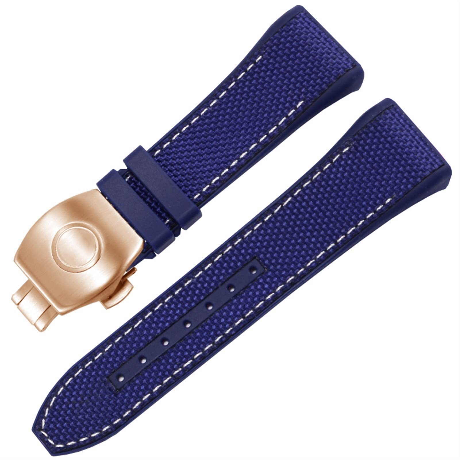 OPKDE Uhrenarmband für Franck Muller V45 Serie, 28 mm, Nylon, Echtleder, Silikon, Schwarz / Blau, 28mm, Achat