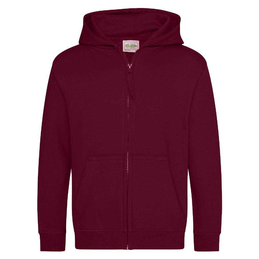 Just Hoods - Kinder Sweatjacke mit Kapuze/Burgundy, 9/11 (L)