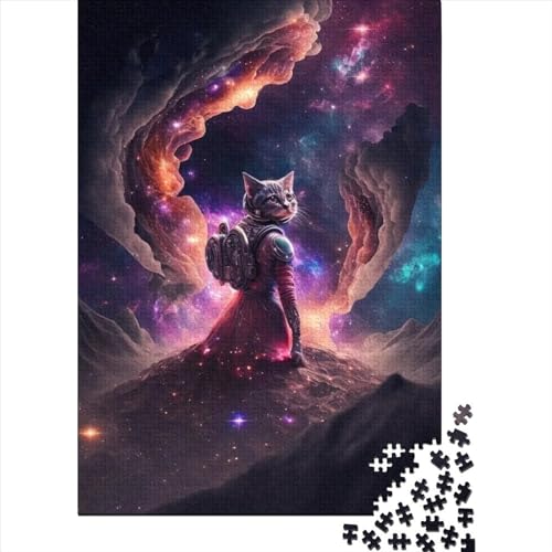 Cosmic Cat Dancer Puzzles für Erwachsene, 500 Holzpuzzles für Erwachsene und Teenager, ganze Familie und die (Größe: 52 x 38 cm)