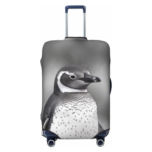 CSGJMYGS Grauer Pinguin-Gepäckbezug für Koffer, waschbar, modisch, dehnbar, kratzfest, passend für 45,7 - 81,3 cm Gepäck, XL, Schwarz, XL, Schwarz , XL