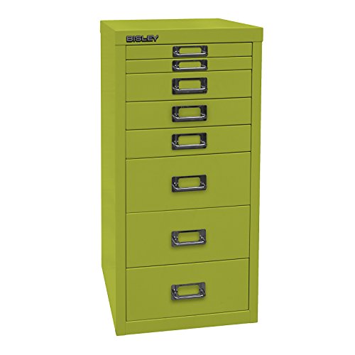 Bisley L298604 MultiDrawer, DIN A4, 8 Schubladen, Metall, 29er Serie, 604 Grün, 38 x 27.9 x 59 cm