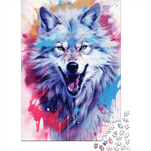 1000-teiliges Puzzle „Glücklicher weißer Wolf“, Gemälde für Erwachsene, schwieriges Puzzle, Puzzle für Erwachsene, Lernspiel, Herausforderungsspielzeug (Größe: 75 x 50 cm)