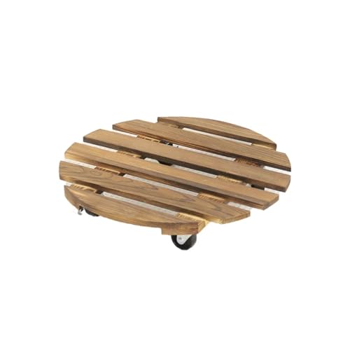 Pflanzenroller 1pc Blumentopf Basis Tablett Roll Ständer Rack Topf Mover Trolley Blumentopf Basis Holz Mit Rädern Universal Anlage Caddy(35x35x6.5cm)