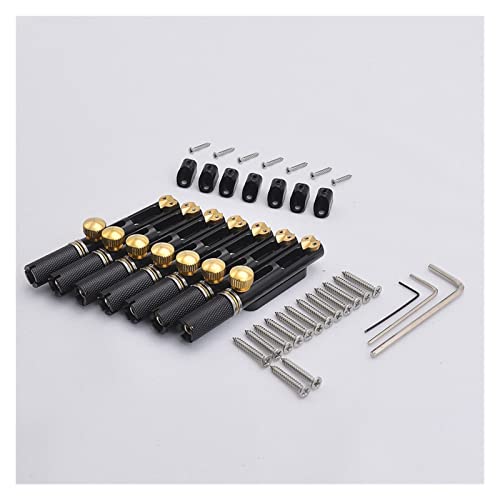 1 Satz Silber Schwarz 6/7/8 Saiten Edelstahl Headless Gitarrensteg/Einzelsteg Für Fanned Fret Gitarre Tune-o-matic Steg (Color : Black 7 Pieces-2)