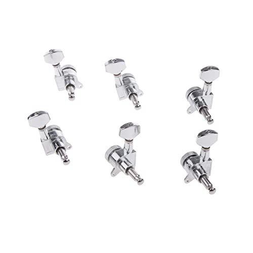 Gitarren Stimmwirbel 3R + 3L. E-Gitarre-Part-Tuning-Pegs-Tuner-Gewinde-Maschinenköpfe Silber