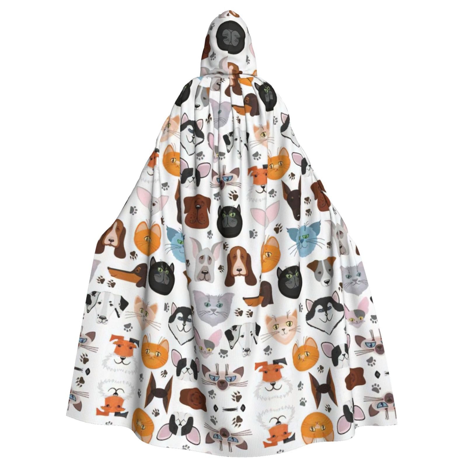 YQxwJL Katzen- und Hundegesichter Bulldogge Beagle Labrador Druck Kapuze lang lang Unisex Kapuze Halloween Weihnachten Umhang Kostüme Party Umhang