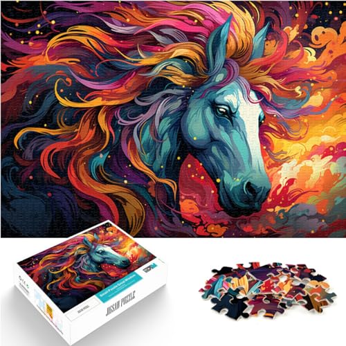 Puzzle Puzzle Regenbogen-Fantasie-Pferd Puzzle für Erwachsene 1000 Holzpuzzle Jedes Teil ist einzigartig - Anspruchsvolles, unterhaltsames Familienspiel 1000 Teile (50 x 75 cm)