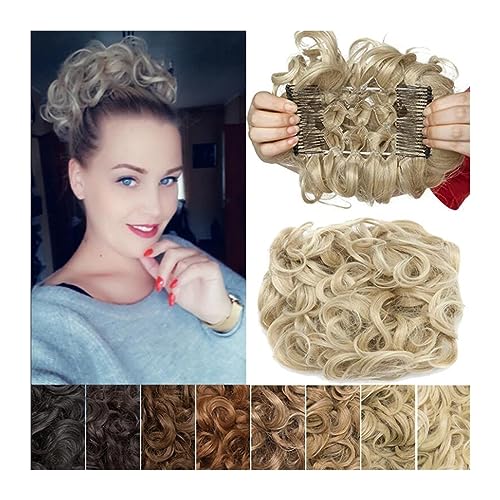 Haarknoten Synthetische Kämme, Messy Dutt-Haarteil, gewellt, lockig, Teller-Haarknoten-Verlängerung, dickes, lockiges Chignon-Haarteil, Clip-in-Haargummis, Pferdeschwanz-Verlängerung for Frauen Haarsc