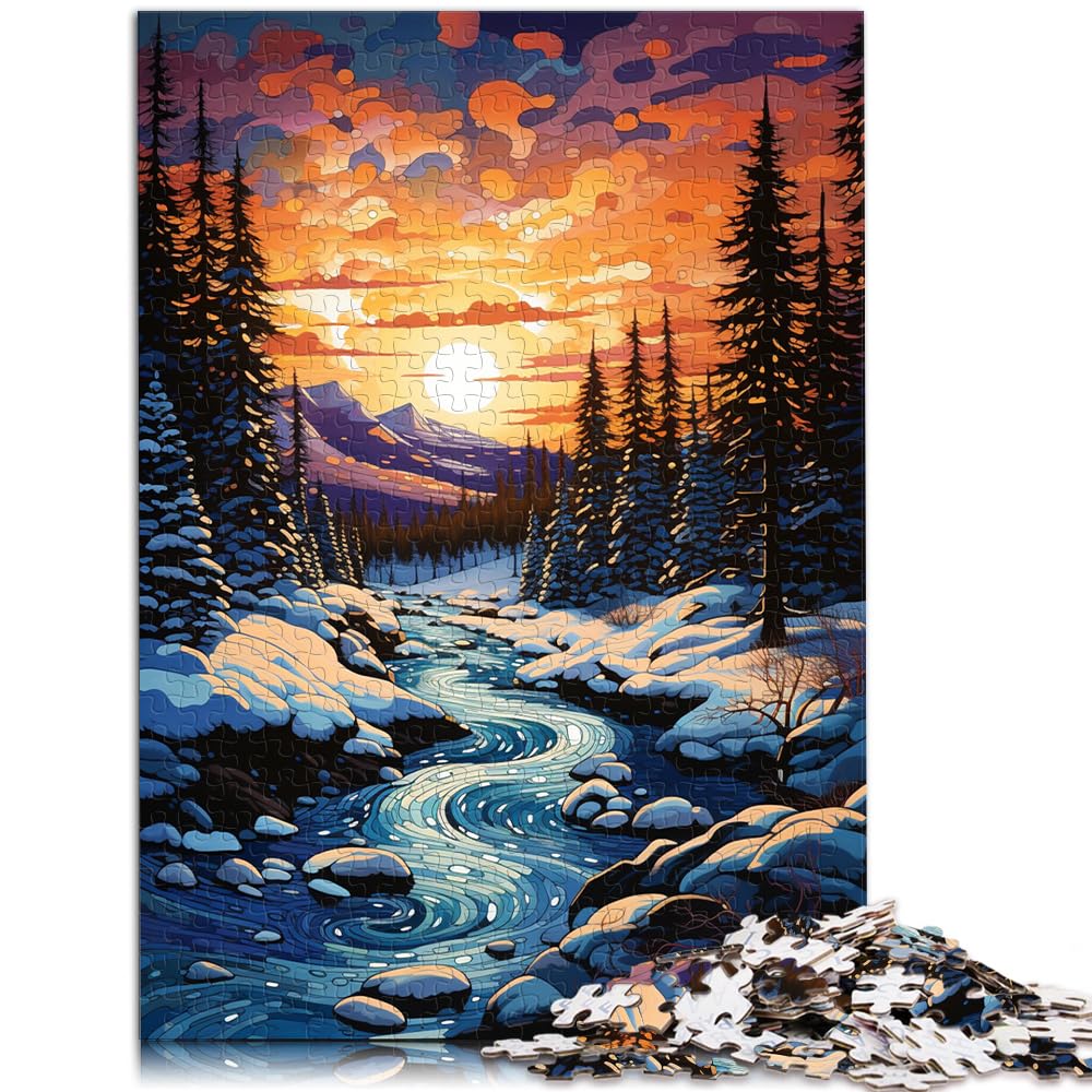 Puzzlespiel, farbenfroher und Psychedelischer Schneefall-Sonnenuntergang, 1000-teiliges Puzzle, Lernspiele, Holzpuzzle, tolles Geschenk für 1000 Teile (50 x 75 cm)