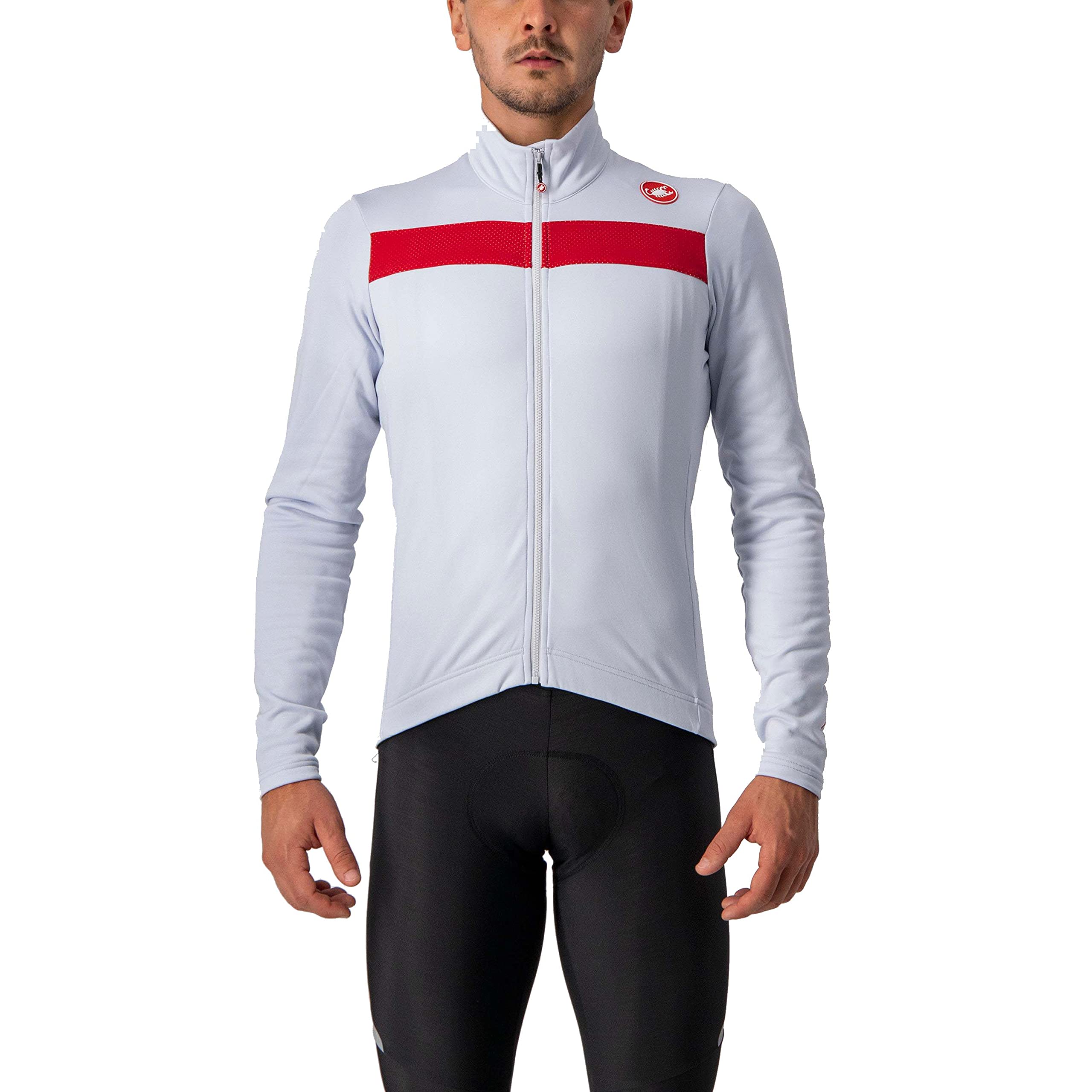 CASTELLI Men's Puro 3 Jersey FZ Sweatshirt, Silbergrau/roter Reflex, XXL