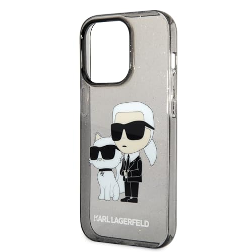 Karl Lagerfeld KLHCP14LHNKCTGK Hülle für iPhone 14 Pro 6,1" Schwarz hardcase Gliter Karl&Choupette