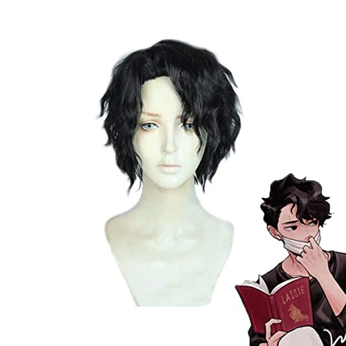 LINLINCD-Wig Anime Cosplay Anime Cosplay Wig Kiyoomi Sakusa Wig Anime Haikyuu!! Sakusa Kiyoomi Cosplay Black Short Curly Synthetic Hair Halloween Party Costume Role Play