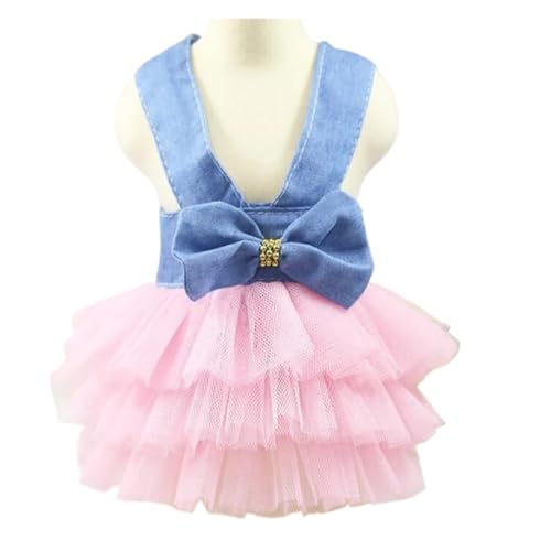 Sommer-Hundekleidung, Denim-Kleid für kleine Hunde, Zwergspitz, Chihuahua, Welpen, Kätzchen, Rock, Prinzessinnenkleid, rosa Mädchenkleidung (rosa Slipkleid, Größe M, 2,5–3,5 kg)