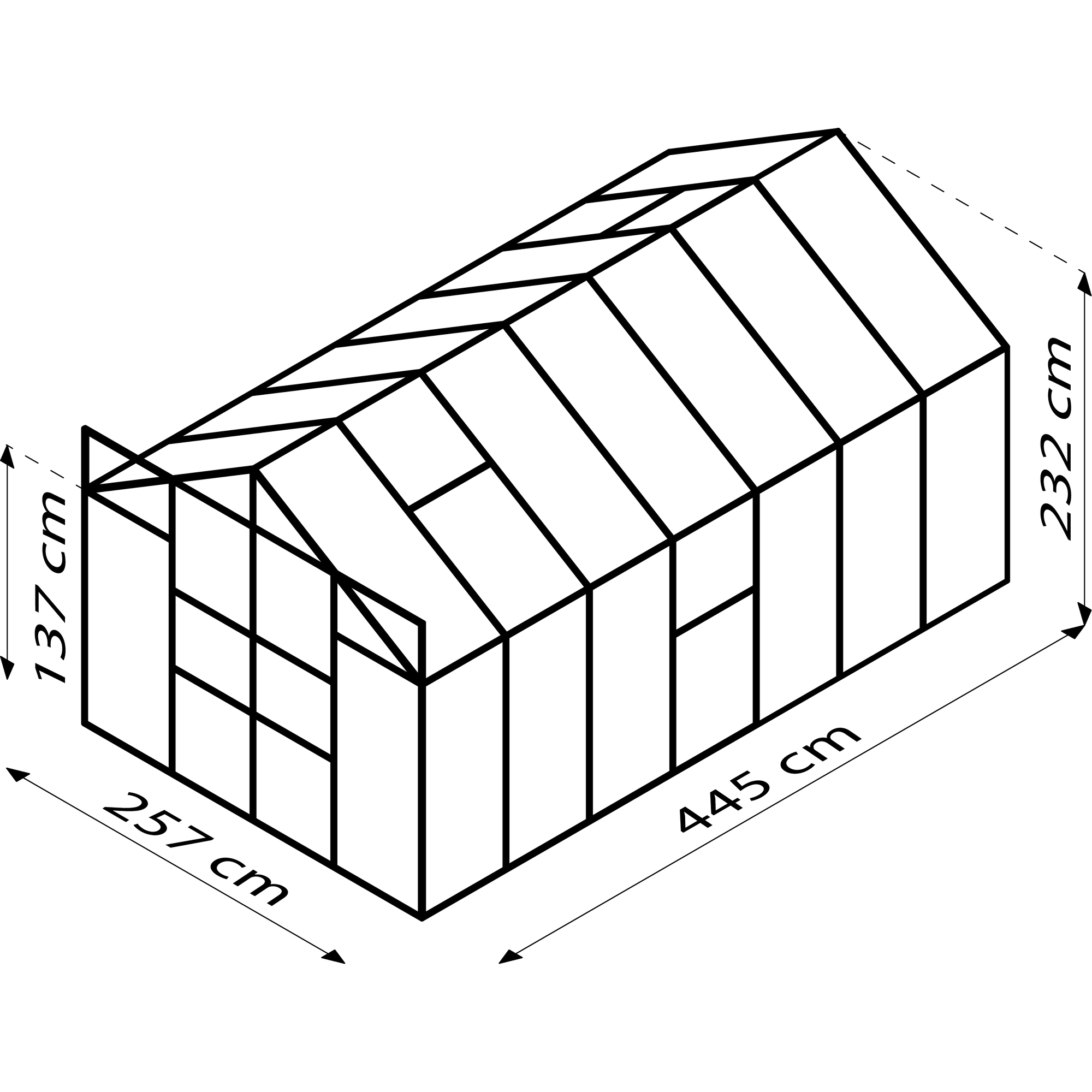 Vitavia Gewächshaus 'Meridian 2 11500' 11,5 m² 254,4 x 441 cm 3 mm Sicherheitsglas schwarz 3