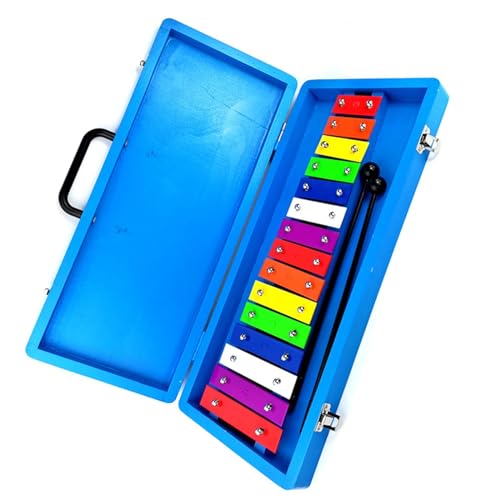 15-Noten-Farbe Aluminiumplatte Glockenspiel Percussion Musikinstrument mit blauer Schale