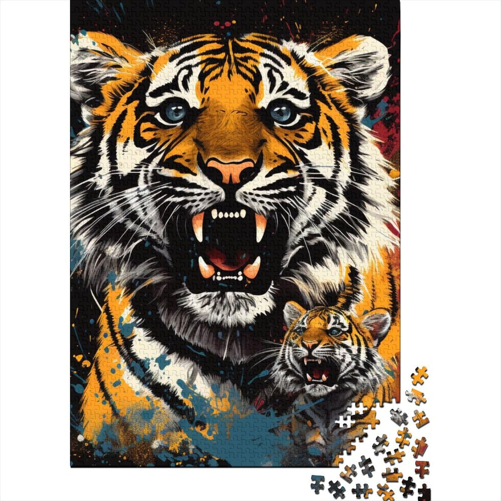 Psychedelischer Tiger, Holzpuzzle für Erwachsene und Teenager, 500 Teile, Premium-Puzzlespiel, Spielzeug für Erwachsene, Familienpuzzle, Geschenk 20,47x14,96 Zoll