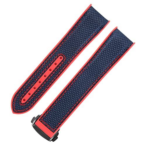 NEYENS Gummi-Uhrenarmband für Omega Seamaster, Faltschließe, luxuriöses Nylon-Silikonarmband, Zubehörteile, 20 mm, Achat