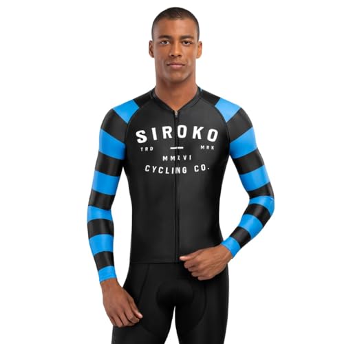 SIROKO - Radtrikot Langarm M2 Legend - L - Schwarz/Electric Blue