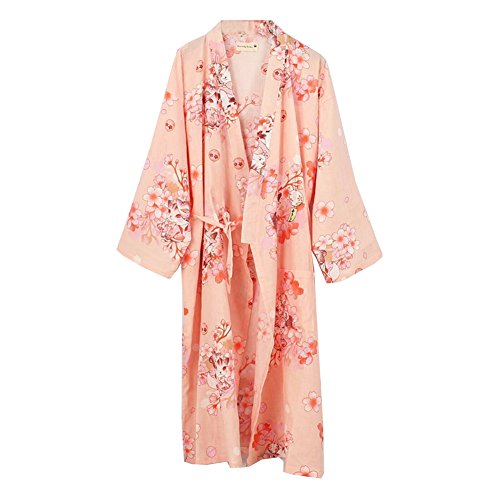 Fancy Pumpkin Damen Kimono Robe Yukata Bademantel Pyjama [Rosa Katze]