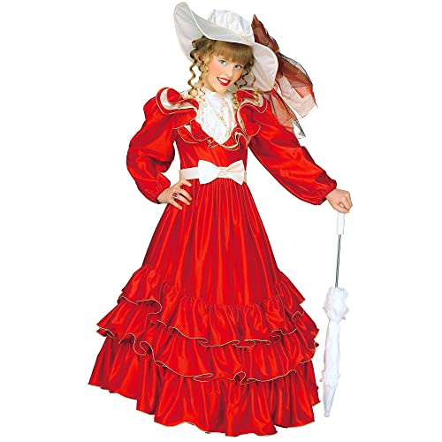 Widmann - Kinderkostüm Clementina, Kleid mit Petticoat, Gürtel mit Schleife, Hut, Adelige, Karneval, Mottoparty