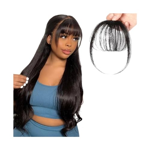 Pony Clip-In-Pony-Echthaarverlängerungen, Air Bangs, Wispy Bangs for Frauen und Mädchen, 1 Stück Stirn-Ersatz-Pony for den täglichen Gebrauch Pony Haarspange