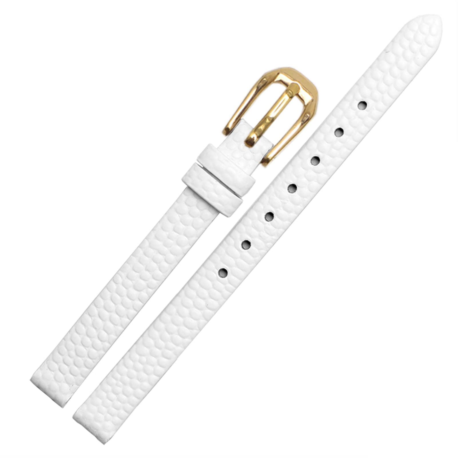 SCRUBY Echsendruck Cowide Lederwachband für Damen Ersatzwache weiß rote Ultra-dünner Gurt 6 8 10 12 14 16 mm kostenlose Lieferung(White Gold Buckle,10mm)