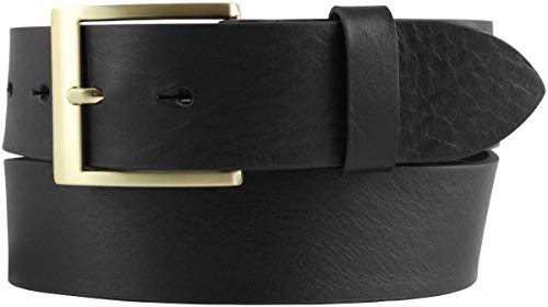 BELTINGER Gürtel mit goldener Gürtelschnalle aus Vollrindleder | Hochwertiger Jeans-Gürtel 40mm | Herren-Gürtel made in Italy | Schwarz 105cm