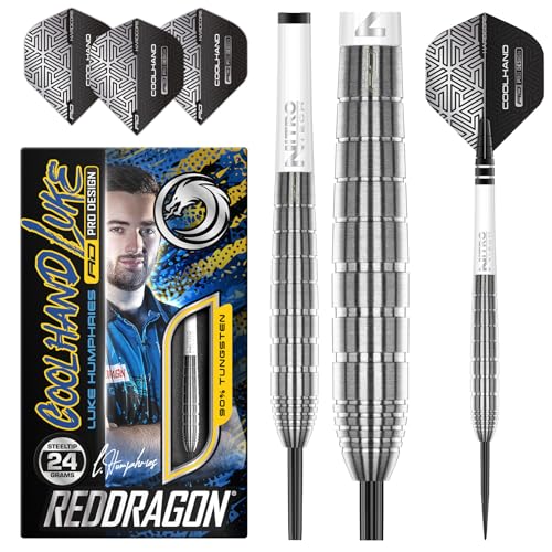 RED DRAGON Luke Humphries TX1 24 Gramm Premium Tungsten Darts Set mit Flights und Stielen