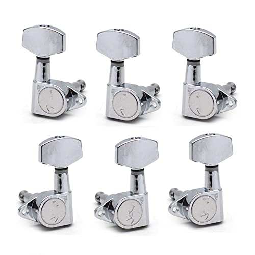 ALFAAL Gitarre Versiegelt Big Square Peg Tuning Pegs Tuner Machine Köpfe Gerade Bein Für Akustische E-Gitarren-Gitarren-Gitarren-Teile (Color : Chrome 3R3L)