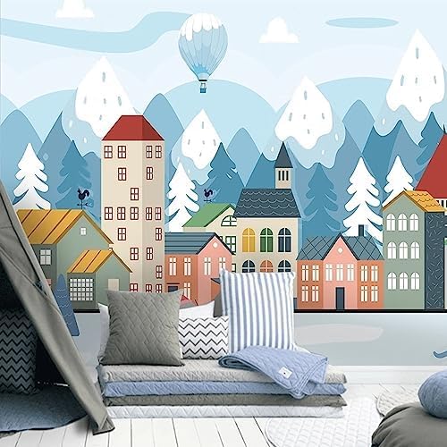 XLMING Kleinstadt Cartoon Haus 3D Tapete Home Dekoration Wohnzimmer Sofa Schlafzimmer Tv Hintergrund Wand-250cm×170cm