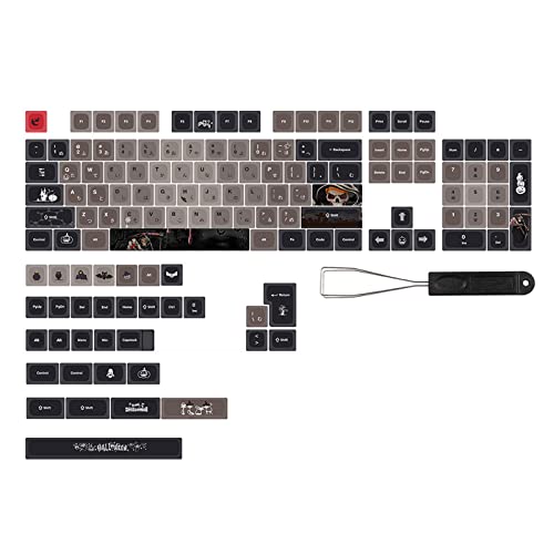 DYE SUB PBT-Tastenkappen, 137 Tasten, XDA-Profil, personalisierbar, japanische/englische Halloween-Tastenkappe für mechanische Tastatur, 137 Tastenkappen, 137 Tasten, Halloween, blau-weiß,