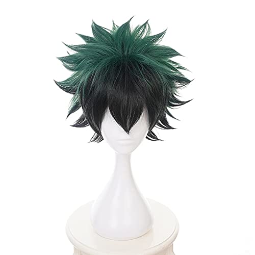 My Hero Academia Boku no Hiro Akademia Izuku Midoriya Kurz Grün Schwarz Ombre Hitzebeständiges Haar Cosplay Kostüm Perücke + Kappe