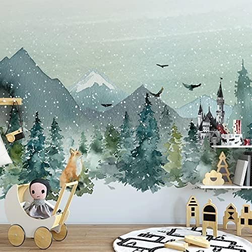 XLMING Handgemaltes Schloss Waldtier Kinderzimmer 3D Tapete Home Dekoration Wohnzimmer Sofa Schlafzimmer Tv Hintergrund Wand-400cm×280cm