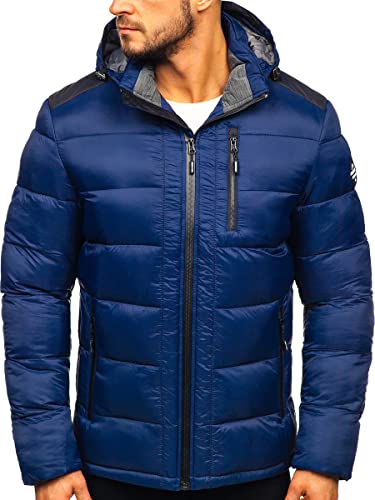 BOLF Herren Winterjacke Steppjacke Sportjacke Reißverschluss Casual Style FREESTEP AB98 Dunkelblau XXL [4D4]