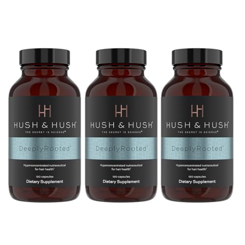 HUSH & HUSH – DeeplyRooted™ - 3x 120 Kapseln Nahrungsergänzungsmittel für Haarpflege und Haarwachstum mit Aminosäuren, Vitaminen und Pflanzenextrakten