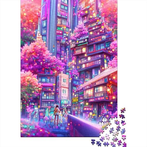 Buntes Stadt-Holzpuzzle für Teenager, 1000 Teile, für Erwachsene, schwierige Puzzles, Geburtstagsgeschenk für Erwachsene, Jungen und Mädchen 29,53x19,69 Zoll