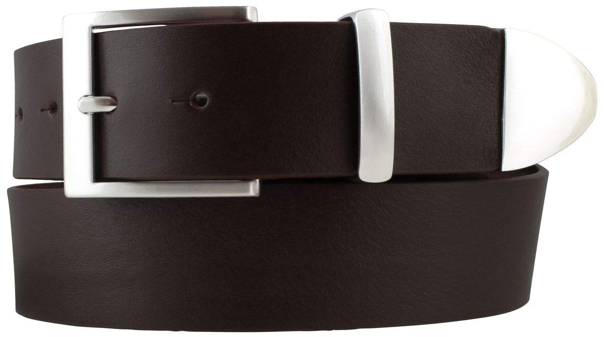 BELTINGER Gürtel aus Vollrindleder mit Spitze/Schlaufe aus Metall 4 cm | Jeans-Gürtel Damen Herren 40mm | Vollleder-Gürtel | Braun 115cm