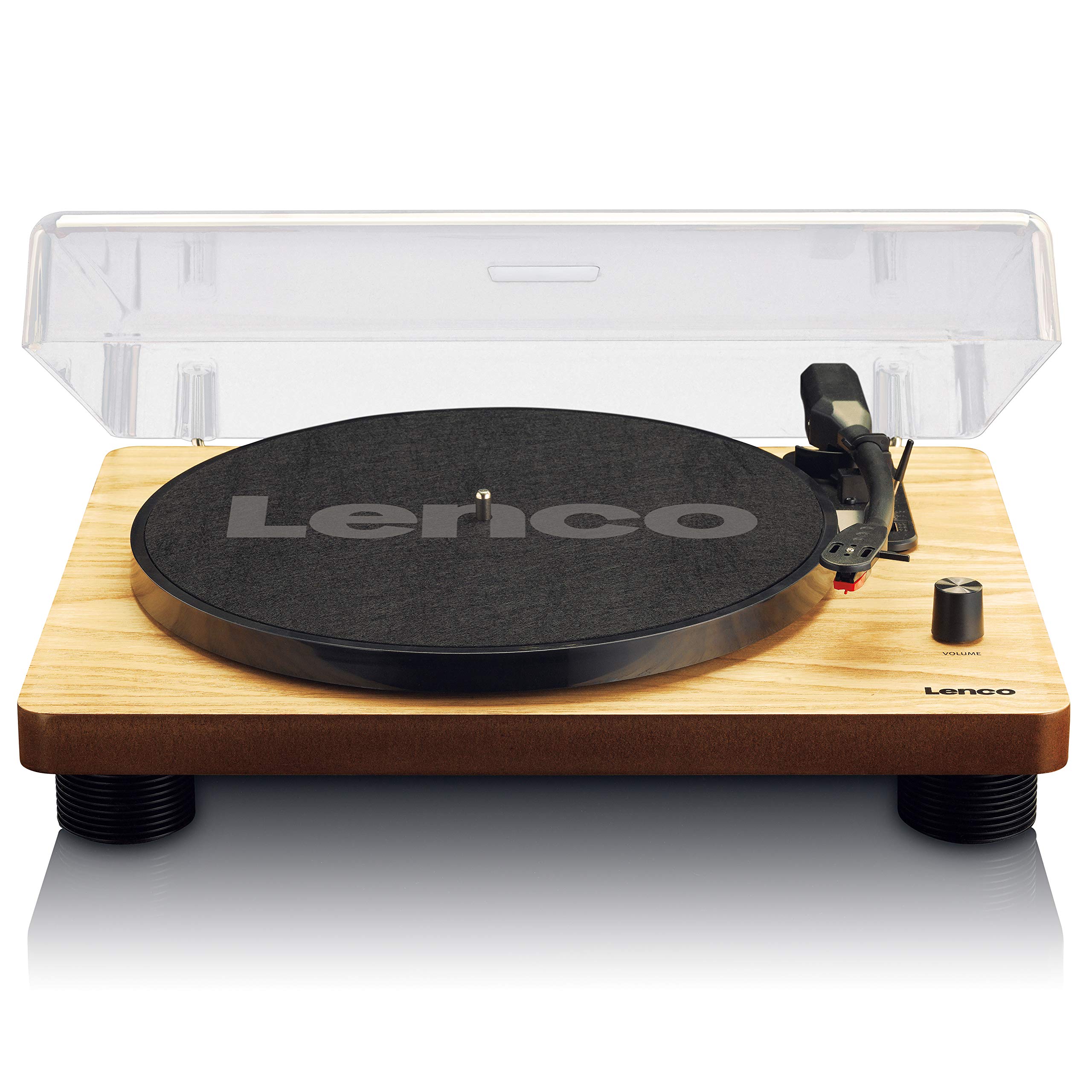 Lenco Plattenspieler LS-50 mit USB-Anschluss, im Holzgehäuse mit eingebauten Lautsprechern und integriertem Verstärker, 2 x 3 Watt