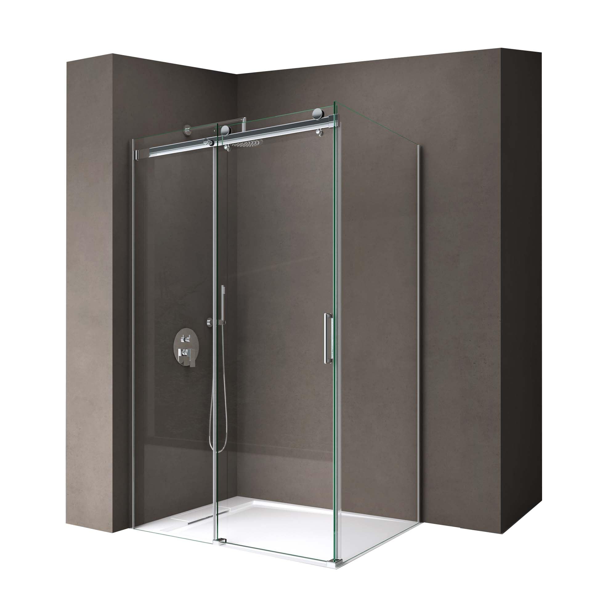 doporro Duschkabine Ravenna17 100x160x195cm Duschabtrennung mit Schiebetür ESG-Sicherheitsglas Klarglas inkl. beidseitiger Easy-Clean-Beschichtung