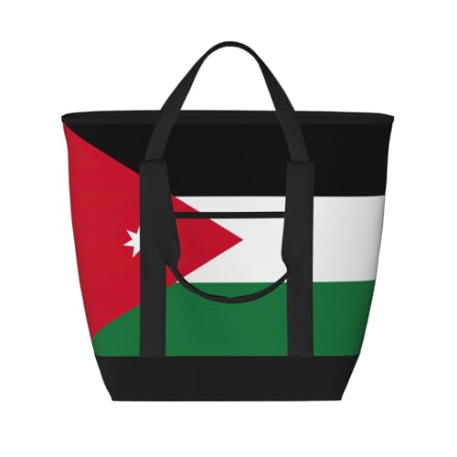 YQxwJL Tragetasche mit Jordanien-Flagge, großes Fassungsvermögen, isolierte Lunchtasche, wiederverwendbare Einkaufstasche mit Reißverschluss für Damen und Herren