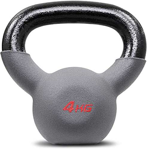 Hop-Sport Kettlebell aus Gusseisen mit Neopren-Beschichtung Vinyl Kugelhantel 4-24 kg (4kg)