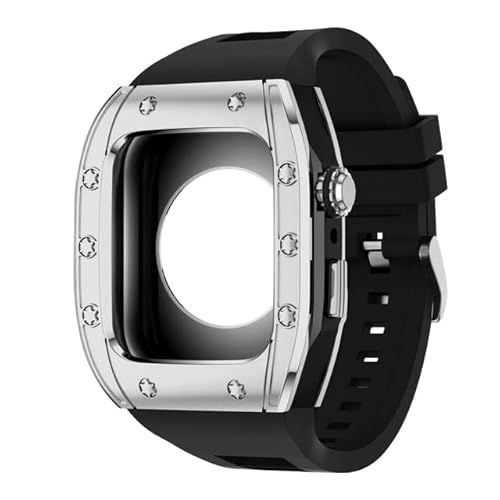 TONECY Correa Modifikationsset, Silikonarmband für Apple Watch, 44 mm, 45 mm, Metall-Schutzhülle, Armband für Apple Watch Serie 8, 7, 6, 5, 4 SE (Farbe: C, Größe: 45 mm)