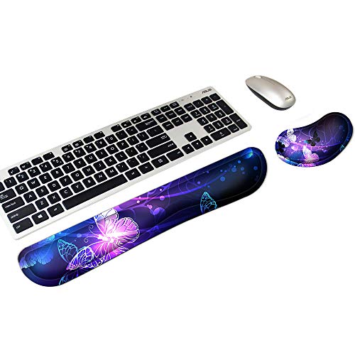 RICHEN Handgelenkstützen für Tastatur und Maus, Memory-Schaum, Handstützen-Set für Gaming, Büro, Computer, Laptop und Mac – rutschfest und bequem für einfaches Tippen und Handgelenk (Schmetterling)