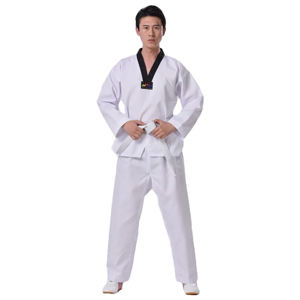 G-LIKE Taekwondo Anzug Uniform Outfit - Kampfsport Judo Gi Aikido Keikogi Karate Kung Fu Training Wettkampf Kleidung Jacke Hose Set Freier Gürtel für Männer Frauen Kinder (150 cm)