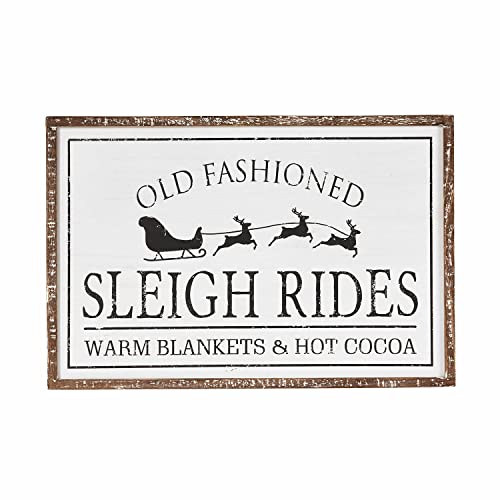 LOBERON® Dekoboard Sleigh Rides, Tannenholz, MDF, H/B/T ca. 40/60/2.5 cm, antikweiß