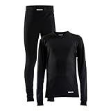 Craft Kinder Skiunterwäsche Set Thermounterwäsche Core Dry Baselayer Set Junior, Farbe:Schwarz, Größe:134-140, Artikel:-999000 Black