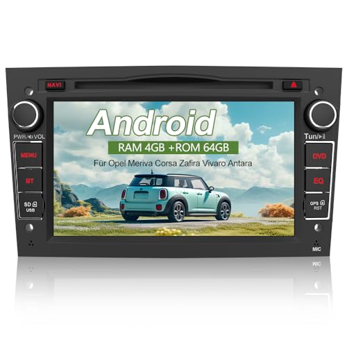 AWESAFE 4GB+64GB Android Radio für OPEL Antara Zafira Corsa Vivaro Android 13 8 Zoll Birdschirm Autoradio unterstützt 4G SIM Karte mit WLAN Integriertes DAB+ Carplay Navigation Schwarz